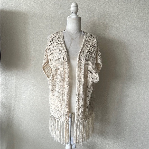 Women's‎ Charming Vintage Cream Lose Knit Kimono Size M - Picture 1 of 6